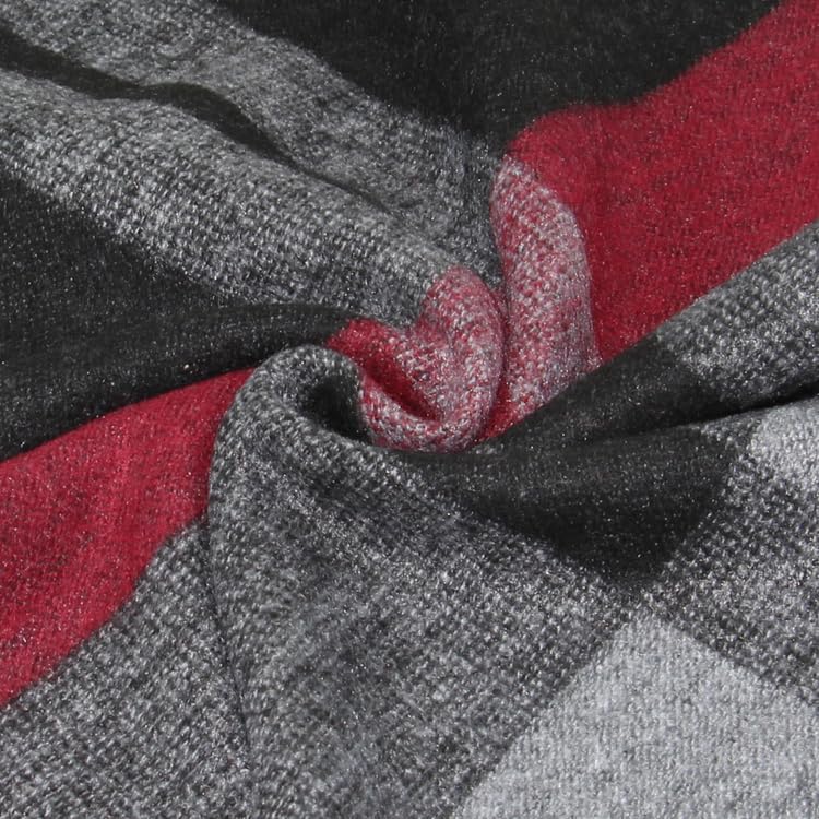 define essentials Men's Winter Warm Long Soft Plaid Scarf with Tassels, Soft Classic mens scraves - Image 3